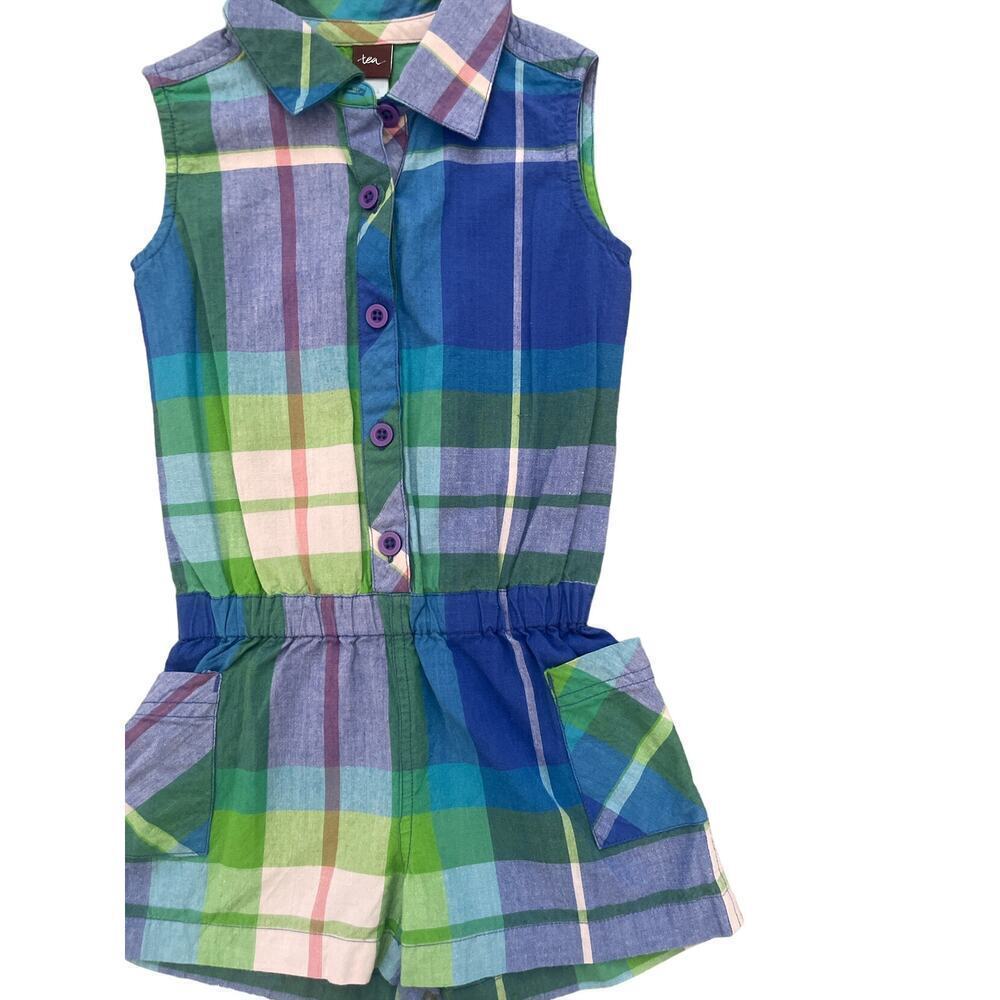 Tea Collection Madras Plaid Romper 2 - Picture 3 of 5